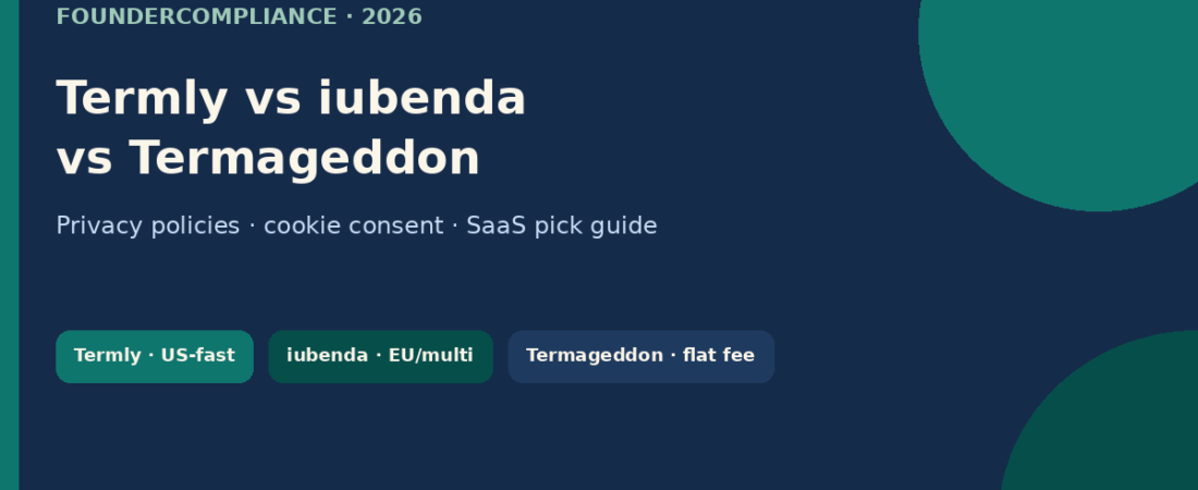 Termly vs iubenda vs Termageddon for SaaS Founders