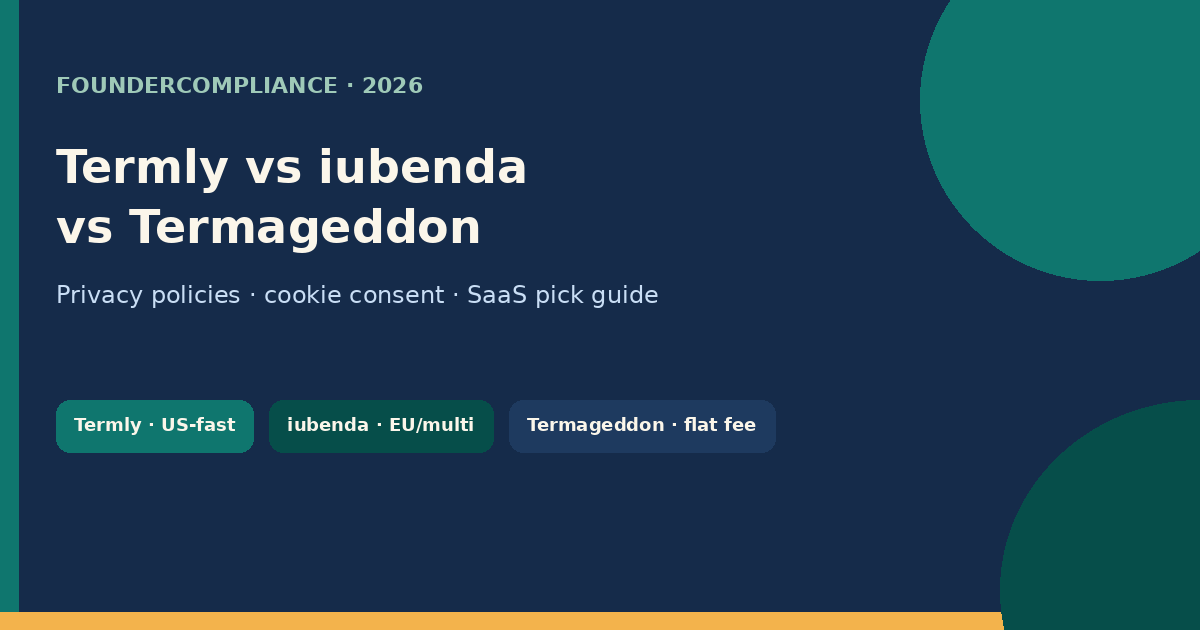 Termly vs iubenda vs Termageddon for SaaS Founders